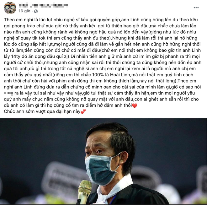 Khi netizen nói về vụ drama tiền từ thiện của nghệ sĩ Hoài Linh, Ốc Thanh vân chỉ cần nói 3 từ đủ thể hiện rõ thái độ với người đàn anh của mình